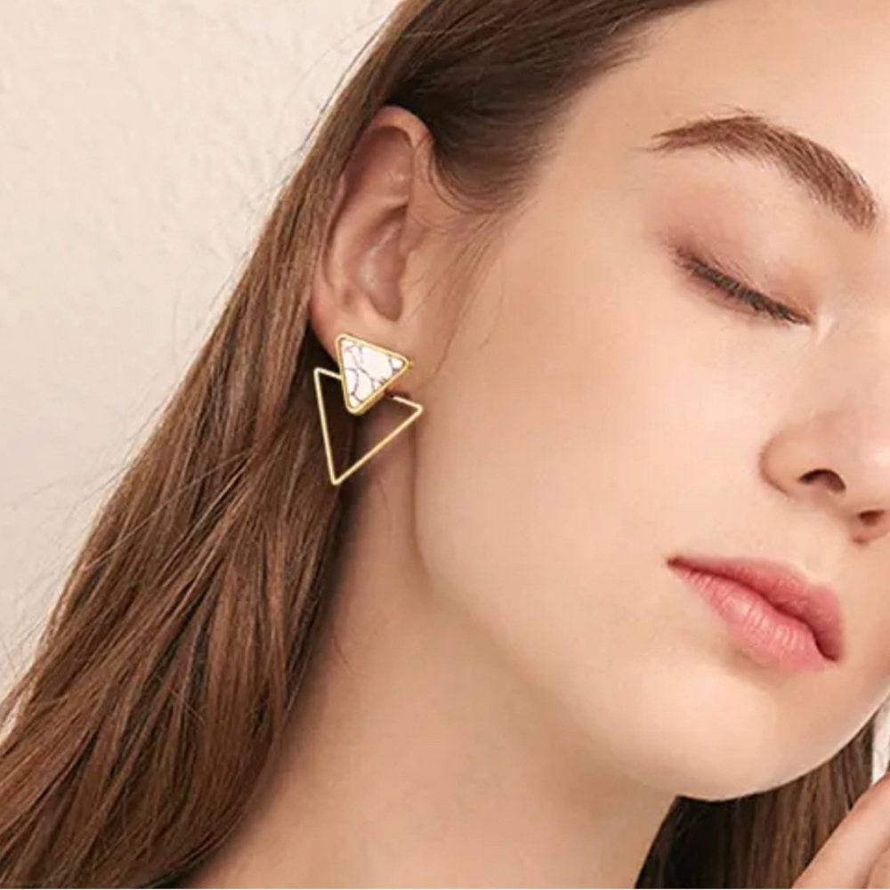 Gold Marbled Free People Style Boho Earrings